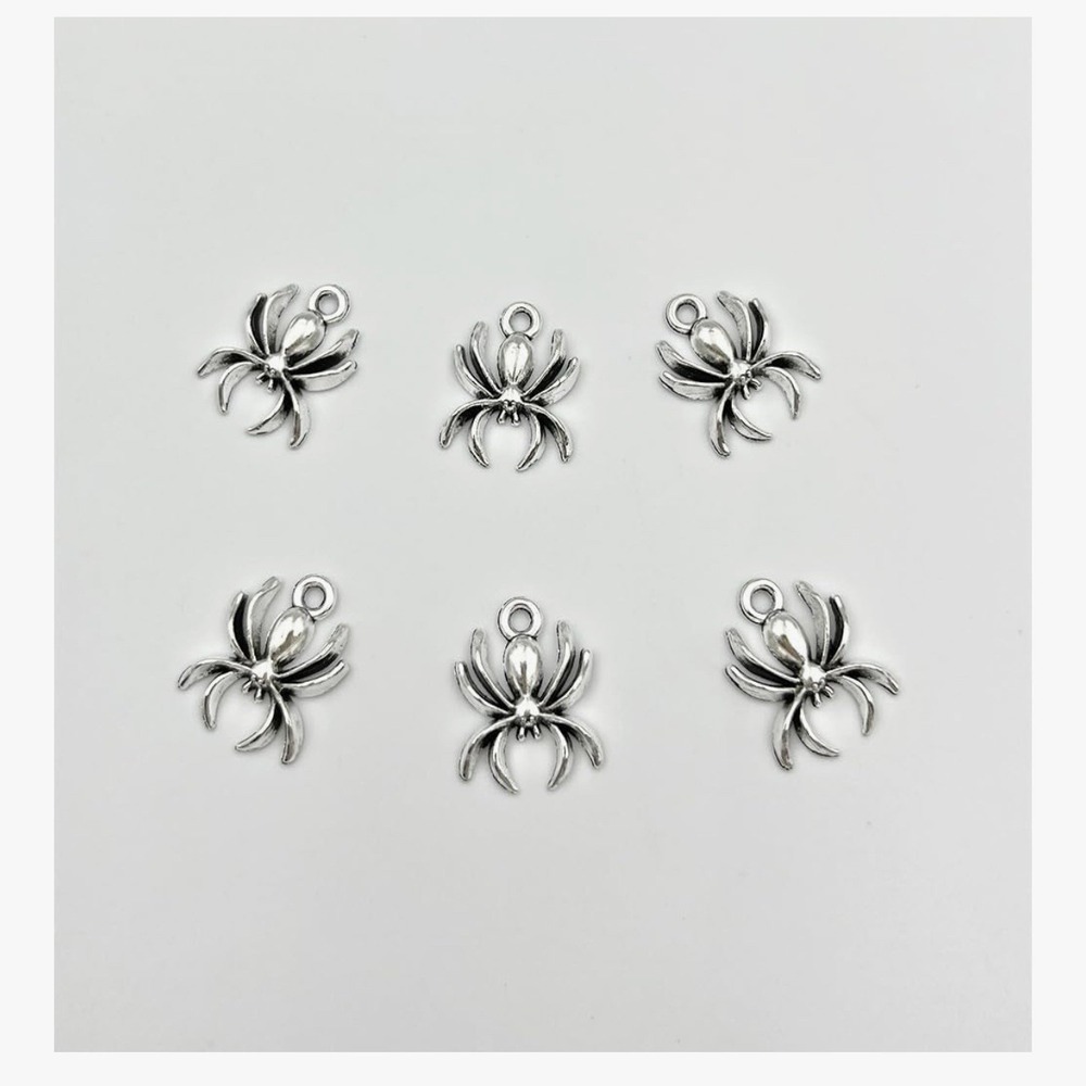 50pcs Alloy Pendants Silver Spider Charms Nickel Free & Lead Free Spider - Picture 3 of 6